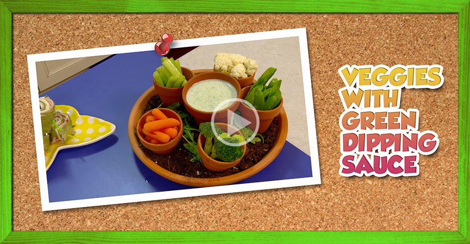 Veggies with Green Dipping Sauce Twice as Good
