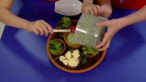 Hadley and Delaney prepare a fantastic finger food dish: Veggies With Green Dipping Sauce!