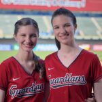 Hadley and Delany in Guardian baseball jerseys